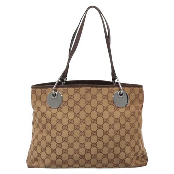 GUCCI GG Canvas Hand Bag Beige Gold - Picture 3 of 16